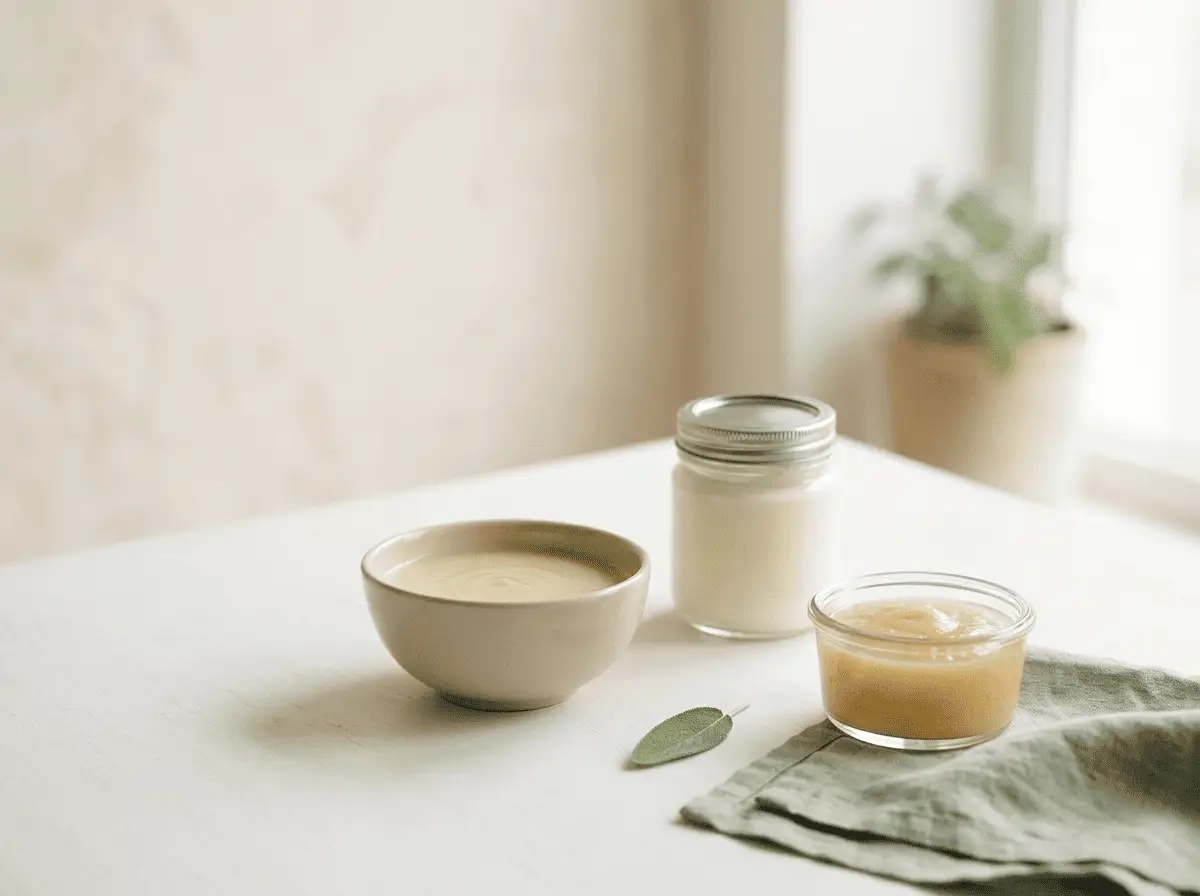 Bol de soupe lisse, yaourt et compote — alimentation molle et tiède recommandée après une extraction dentaire au cabinet à {{VILLE}}